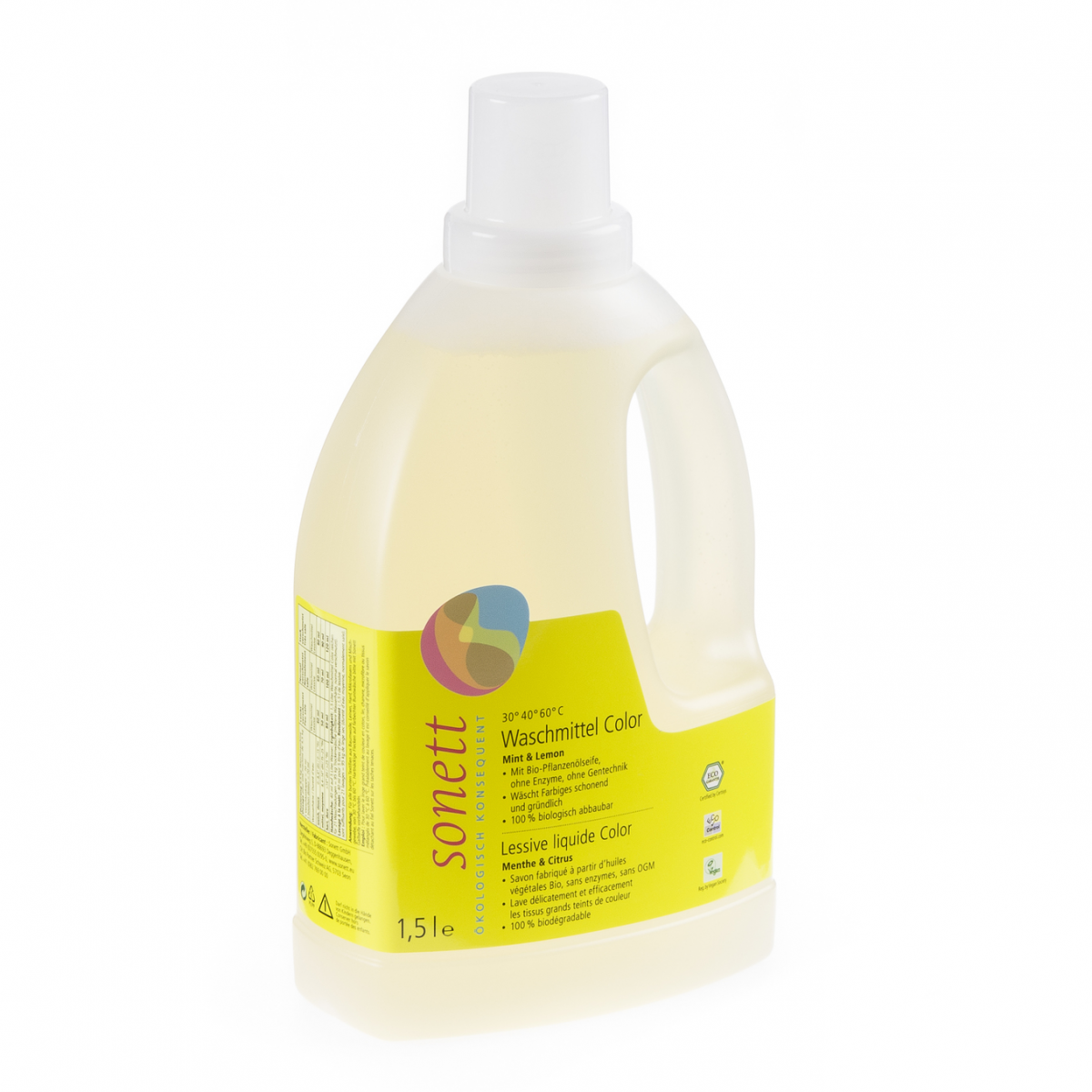 Waschmittel Color 30° 40° 60°C Mint Lemon flüssig Flasche 1.5 l/PET Einweg - Sonett