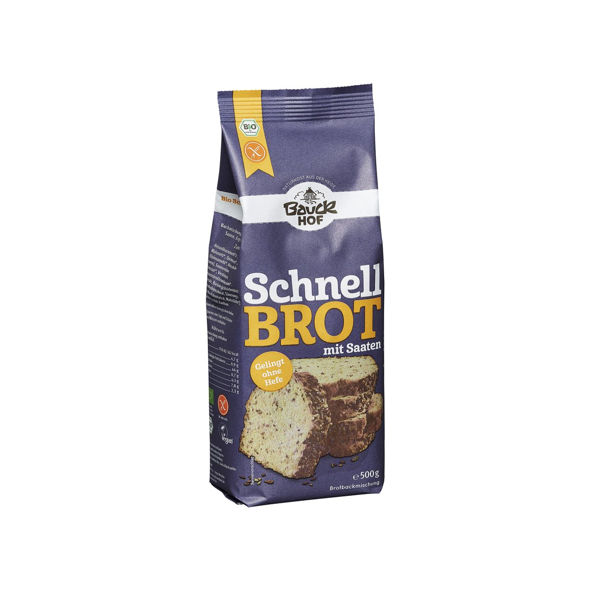 Bauckhof - Schnellbrot mit Saaten Bauck Brotmischung ohne Hefe glutenfrei